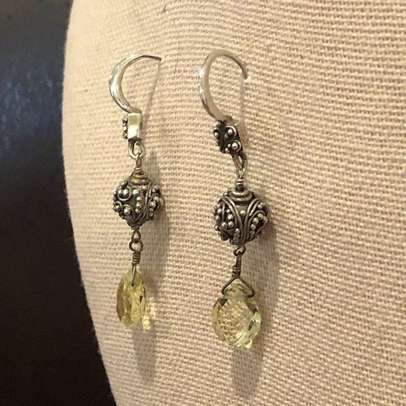 LOIS HILL Yellow Topaz Trillion Cut Sterling Silver Pendant Open Link Necklace - Picture 11 of 17